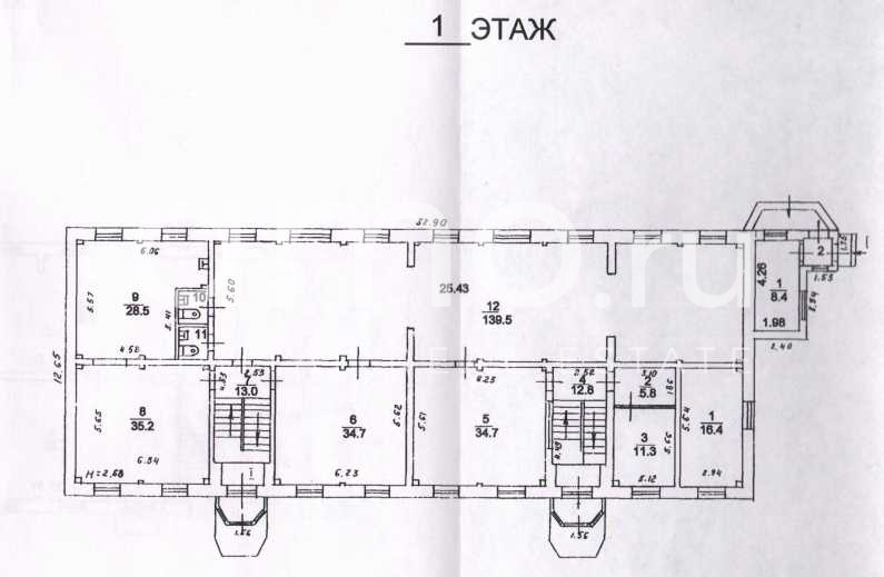 Планировка офиса 1040.6 м², 1 этаж, Особняк «г Москва, Стройкомбината пр-д, 6»